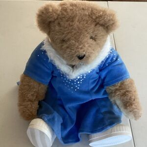 Plush Brown Vermont Teddy Bear in Blue Dress